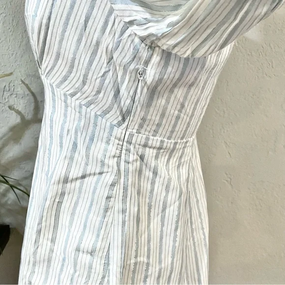 NWT For Love & Lemons Leslie Blue Striped Puff Sleeve Mini Dress - Picture 12 of 16